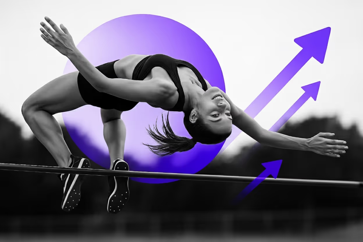 A high jumper clearing the bar, propelling up and sideways